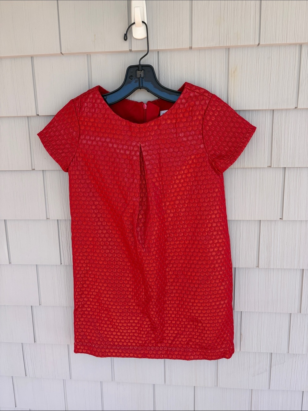 GAP Girls Red Textured Short Sleeve Party Dress